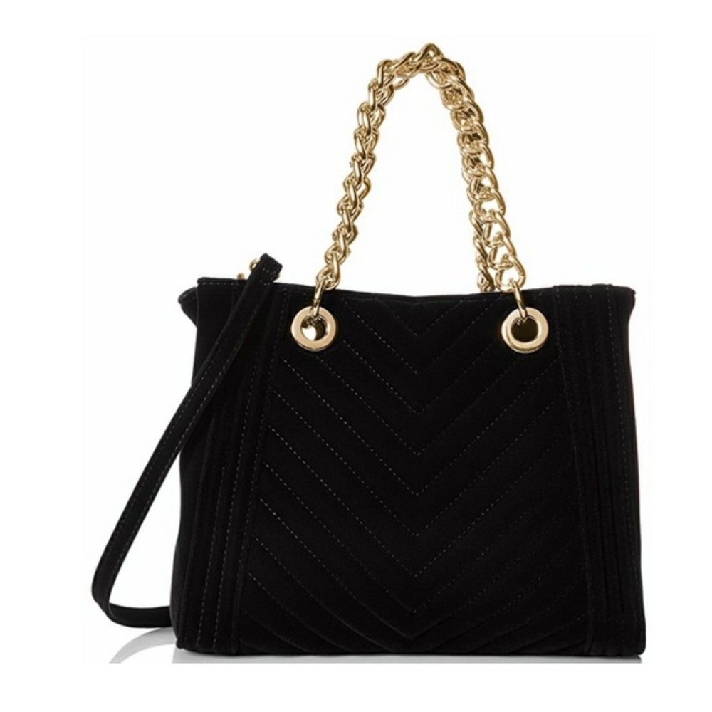 ALDO Dark Navy Blue Velvet Chain Handle Bag